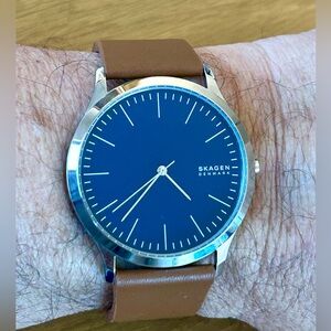 Skagen Navy Dial with Tan Leather Strap